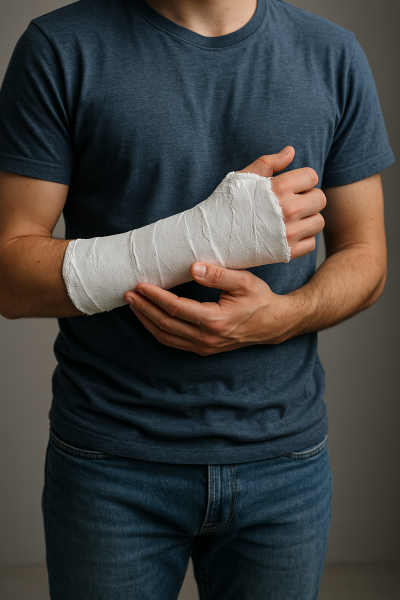 Person with a cast on their hand