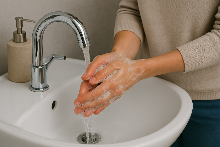 Person washing their hands