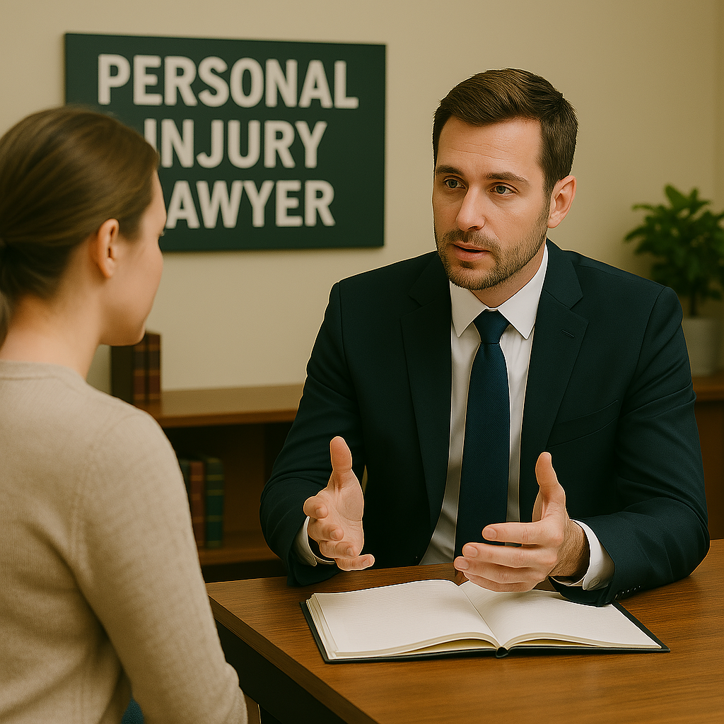 Personal Injury Lawyer talking to a client