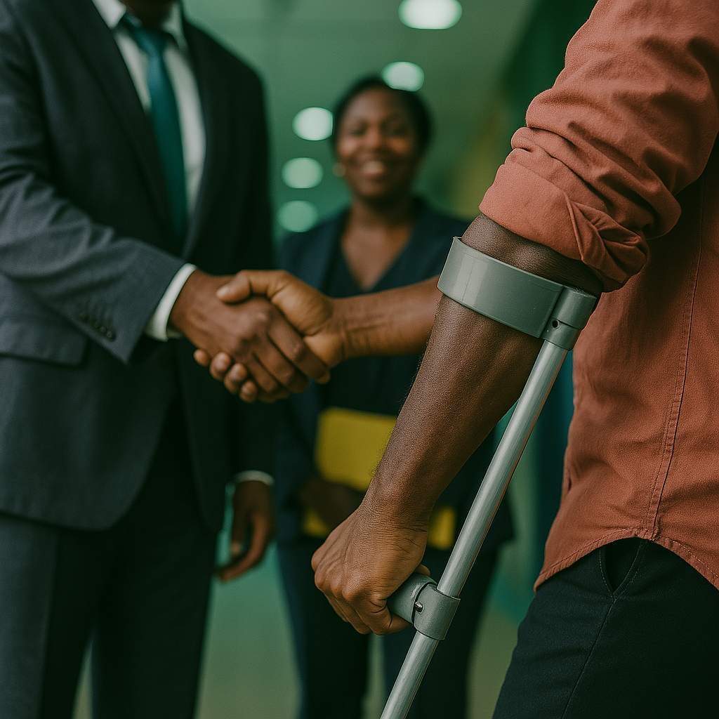 The image features a group of Black individuals engaged in conversation. Their expressions and gestures suggest a discussion or a shared moment of interaction.