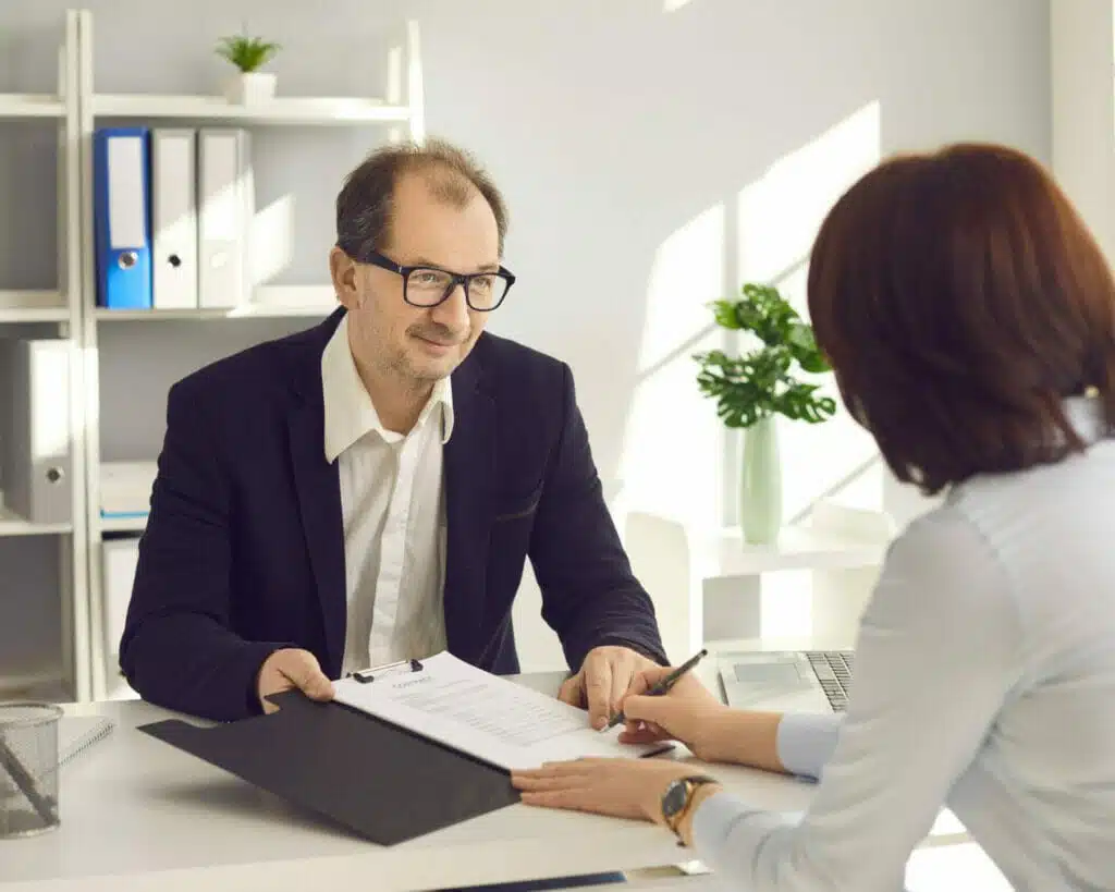 Two people closing a deal