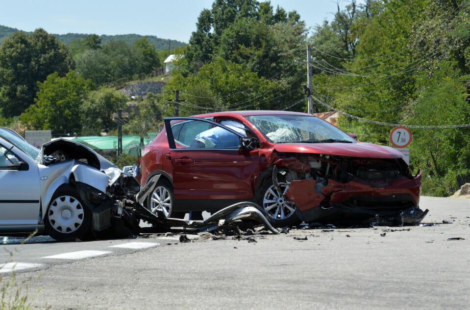 A car that has been involved in an auto accident.