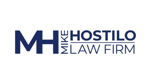 MH Hostilo Law Firm logo: dark blue 'MH' monogram on the left with 'HOSTILO LAW FIRM' text to the right.